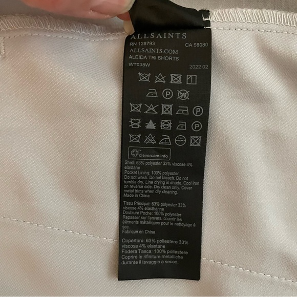 Allsaints Sz 10 Aleida Tri Shorts Light Blue Pull-On 2” Inseam - Picture 8 of 15